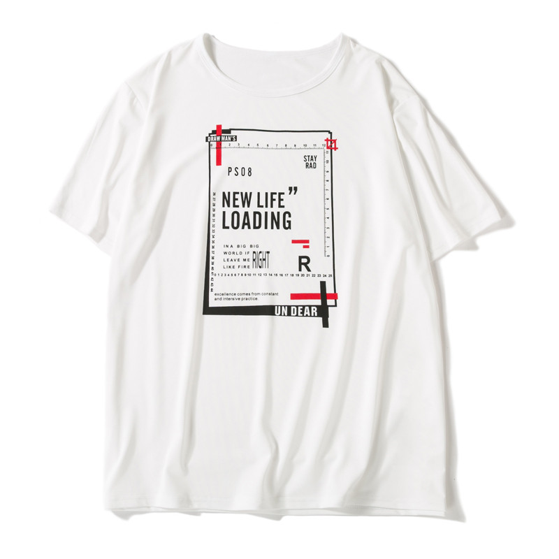 【爆款】男士短袖T恤纯色-印花2PK XXL M023白色