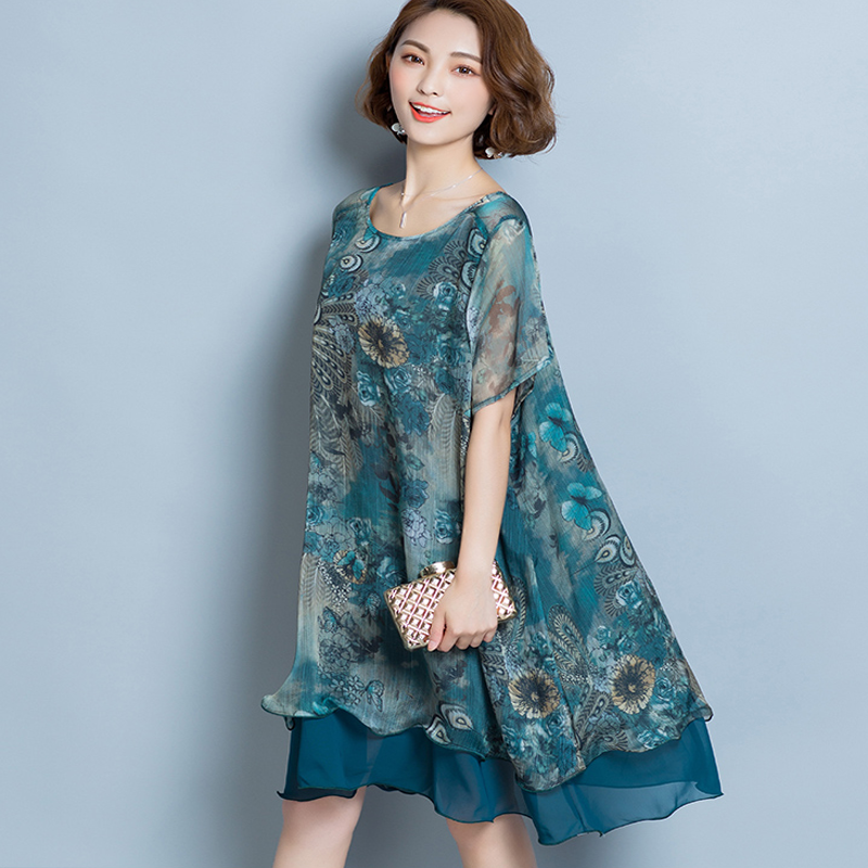 2017新款肥胖女装夏装胖妈妈特大码200斤雪纺