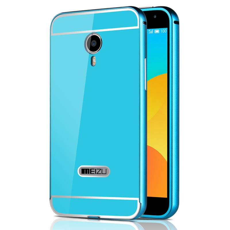魅族mx4pro手机外壳x4pro金属x4P后盖mzpro边框M4pro保护套mei妹20 蓝色-送钢化膜