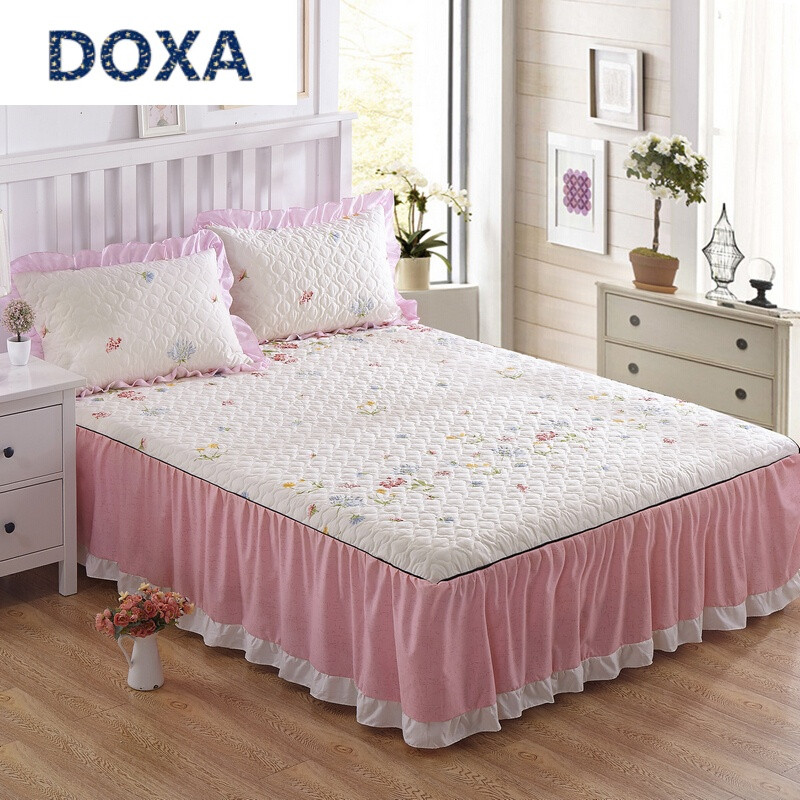 DOXA结婚庆大红色加厚夹棉床裙式单件床罩磨