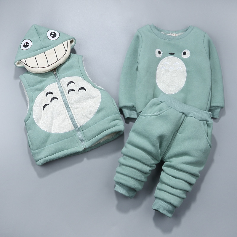 男童装0-1-3岁男宝宝冬装棉衣三件套套装婴儿