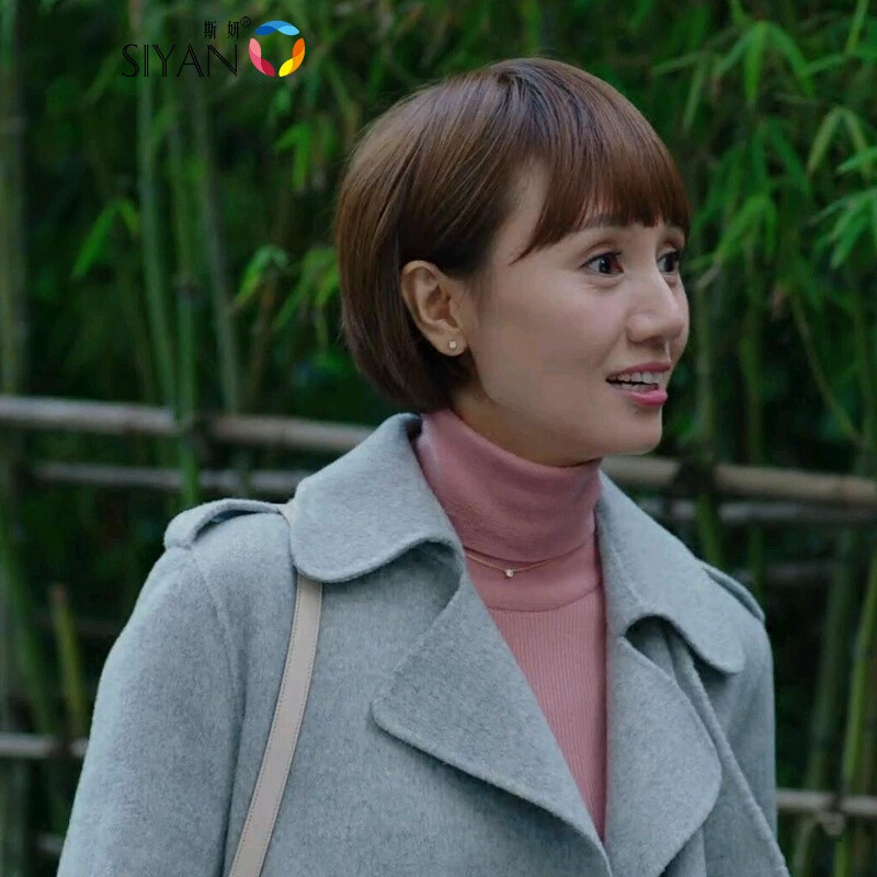 斯妍我的前半生唐晶袁泉羊毛中长款毛呢外套手工双面呢大衣女_4 m 军