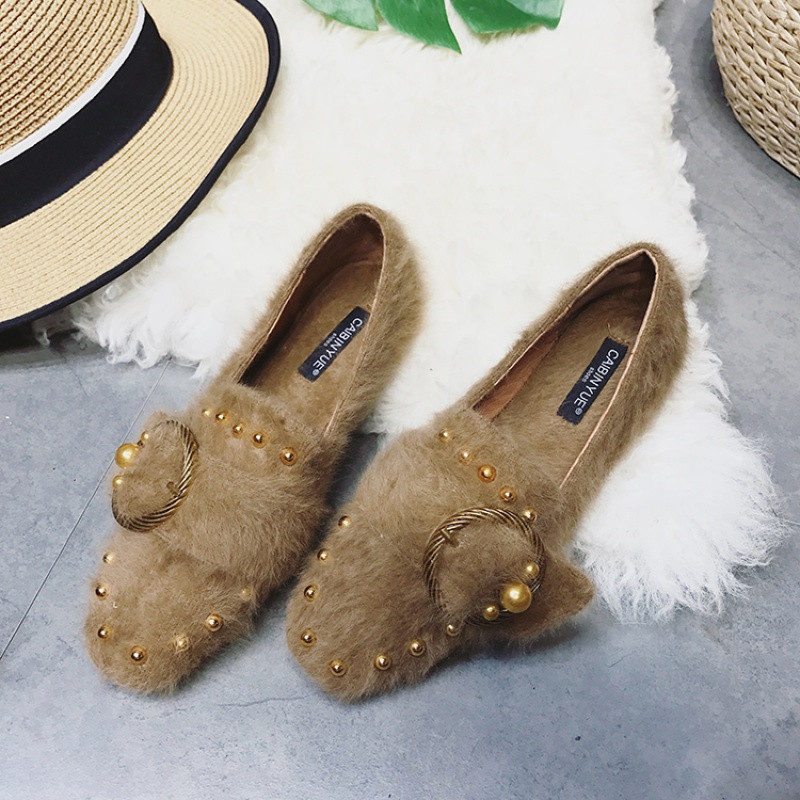 110新款豆豆鞋女秋季2017新款冬韩版百搭社会一脚蹬加绒棉瓢鞋平底毛毛鞋 棕色 37 密瓜森林坡跟单鞋型号【价格 图片 品牌 报价】-苏宁易购