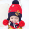 贝迪牛+冬季加绒宝宝套头帽婴儿毛线帽围脖套装 均码（6个月-24个月） 红色小兔双球加绒2件套
