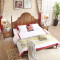 A家 家具 美式双人床北美庄园风格单人床储物高箱架子床1.8米卧室家具 1.8m单床 框架床 B款1.8M架子床（仿真皮）+床垫+床头柜