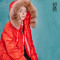 初语2017秋冬新款中长款羽绒服女加厚保暖时尚休闲毛领带帽外套 S 桔红