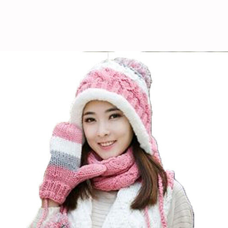 冬季女生冬天生日礼物毛线帽子围巾手套三件套
