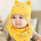 贝迪牛+新生儿胎帽婴儿帽 男女宝宝帽三角巾套装 黄色大脸猫2件套 均码（0-12个月）