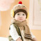 贝迪牛+秋冬宝宝套头帽保暖帽婴儿毛线帽围巾套装 0-12个月左右 灰色Look双球帽+围脖