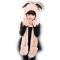 贝迪牛秋冬学生韩版套装可爱帽子围巾手套三件套儿童熊猫保暖围脖 1岁-8岁 黑色兔子帽子围巾手套一体