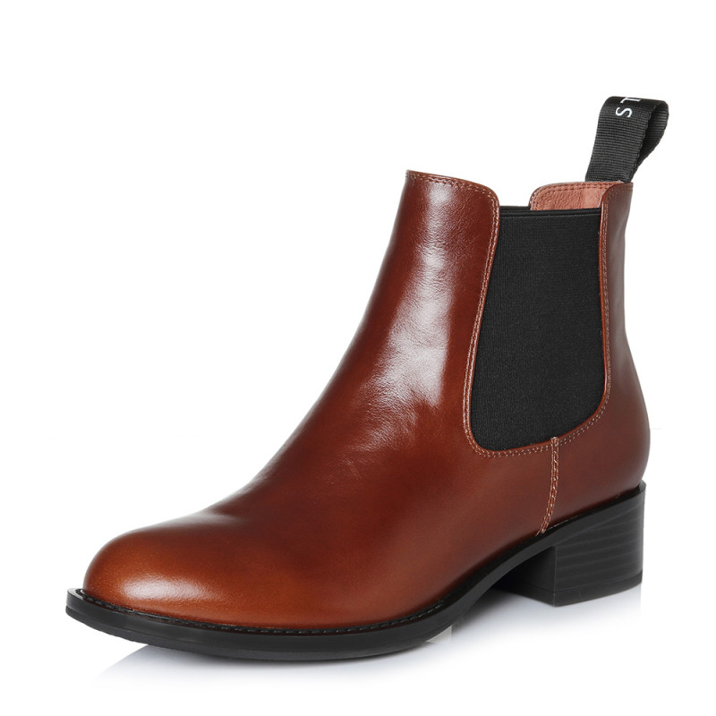 STACCATO/思加图2017年冬季专柜同款黑色牛皮绒里女皮靴R6101DD7 棕色 35码