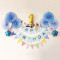 洋子（YangZi）纸花球折扇挂旗拉条彩旗装饰生日派对宝宝周岁布置用品乳白色美国队长折扇套 新款100蓝套餐