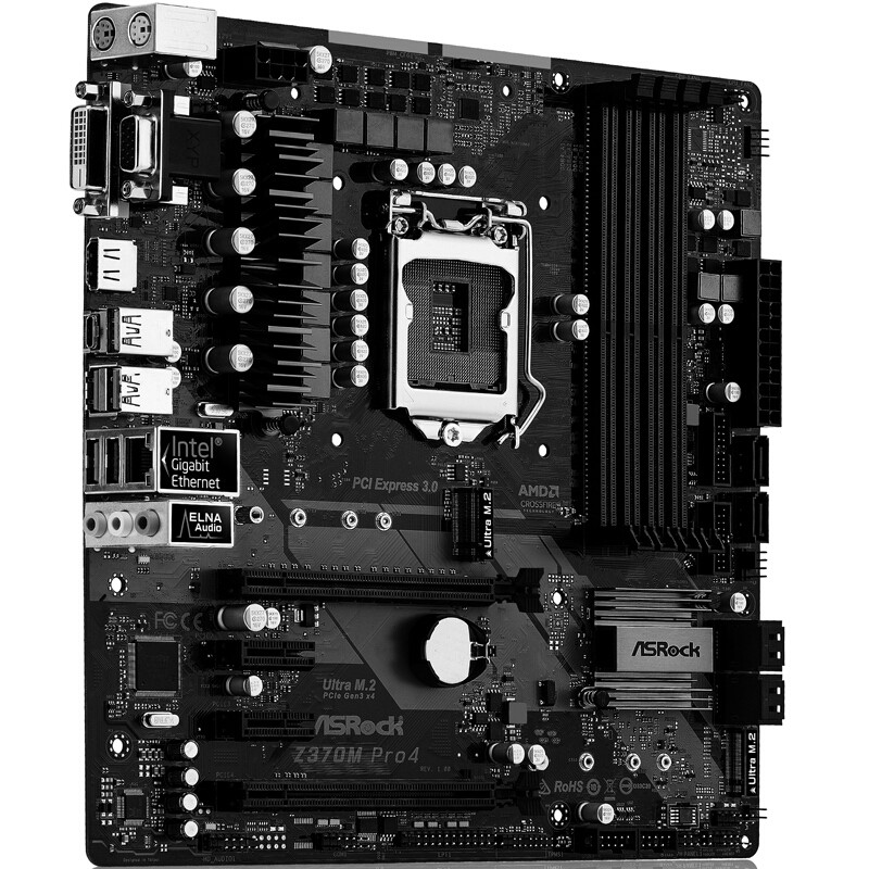 华擎(asrock)z370m pro4主板( intel z370/lga 1151)