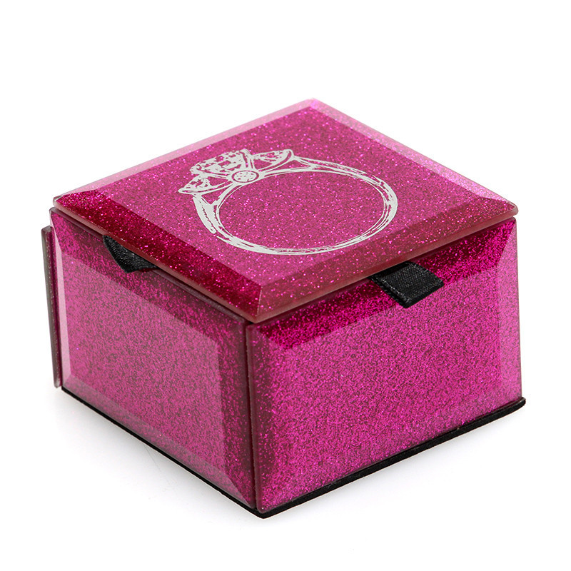 欧式简约戒指盒韩式首饰盒饰品收纳盒结婚礼物_1 紫红色