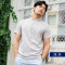 比菲力夏季男士亚麻短袖棉麻T恤大码宽松中国风男装立领透气薄款 XXXL 灰色