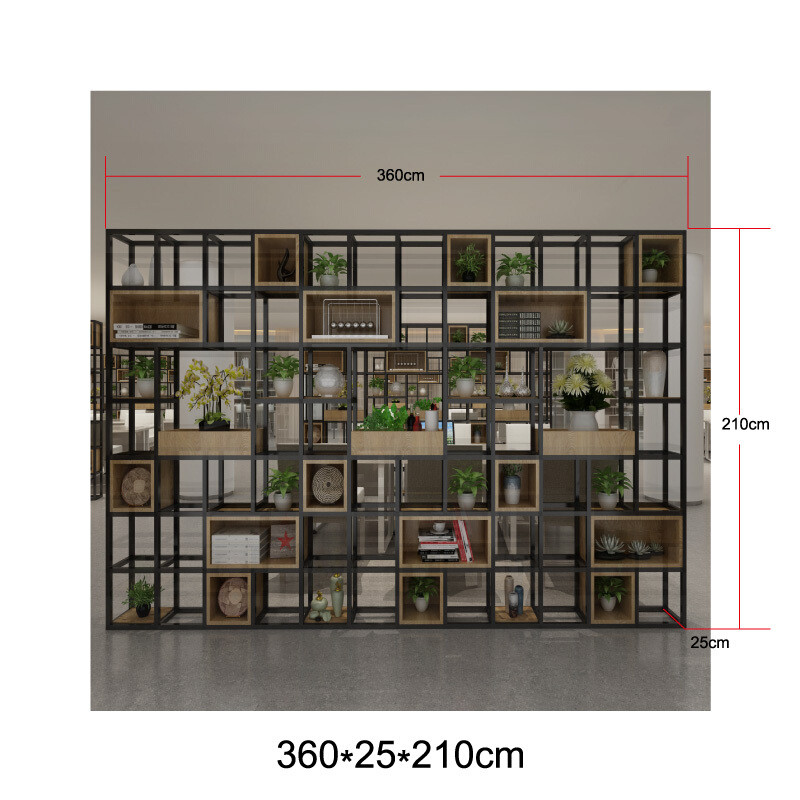 铁艺置物架办公室展示架玄关屏风工业风屏风货架客厅隔板美式隔断_11 造型10:长360*25*210cm（3节）