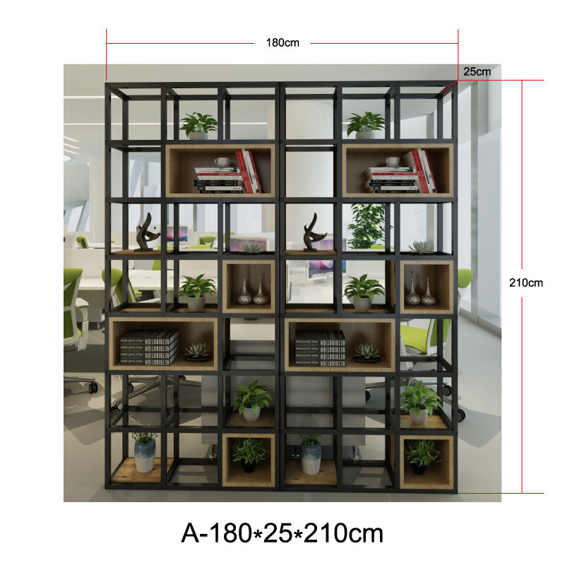 铁艺置物架办公室展示架玄关屏风工业风屏风货架客厅隔板美式隔断_11 造型5:长180*25*210cm（2节）