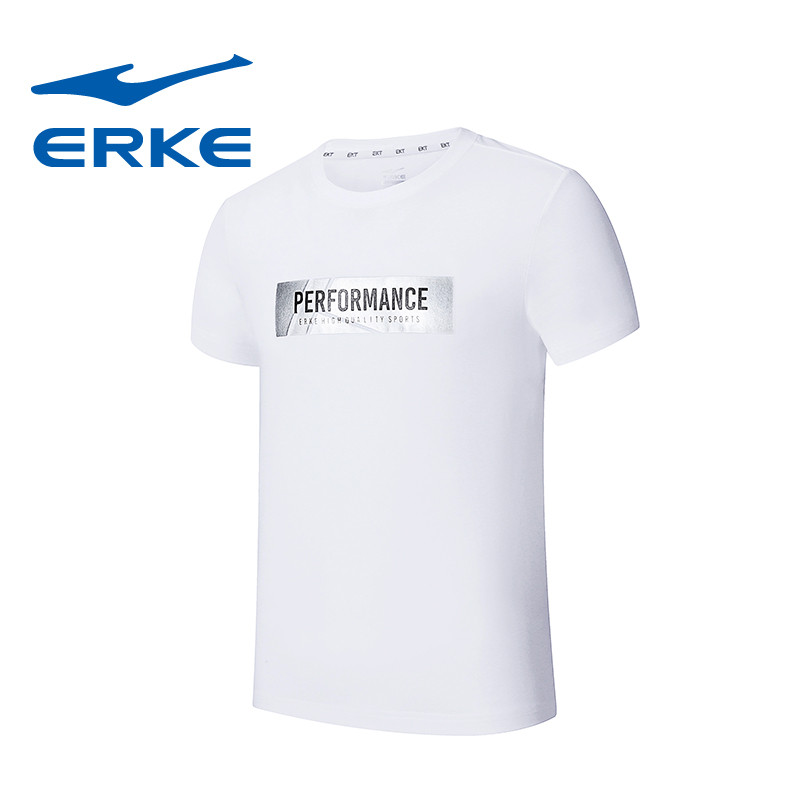 鸿星尔克（erke）男士舒适圆领休闲短袖针织衫简约T恤11218219023 L 正白