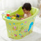 塑料婴儿儿童浴盆泡澡加厚洗澡超大号浴缸特大木桶 大号绿色+向日葵(无盖)