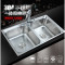 厨房SUS304不锈钢拉丝大水槽双槽小水槽洗菜盆碗槽水池加厚深_2 201钢81X43十六件套