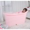 超大号洗澡桶浴桶儿童泡澡桶木沐浴缸大浴盆加厚型塑料泡澡桶 特大号款(有盖)：粉色