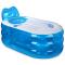 充气浴缸浴盆洗澡盆加厚折叠浴桶塑料泡澡桶洗澡桶_3 透明蓝色配脚泵