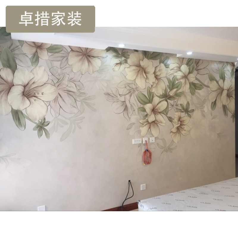 定制大型壁画墙纸客厅沙背景墙壁纸卧室床头田园墙纸后花园 闪银珍珠布一平米