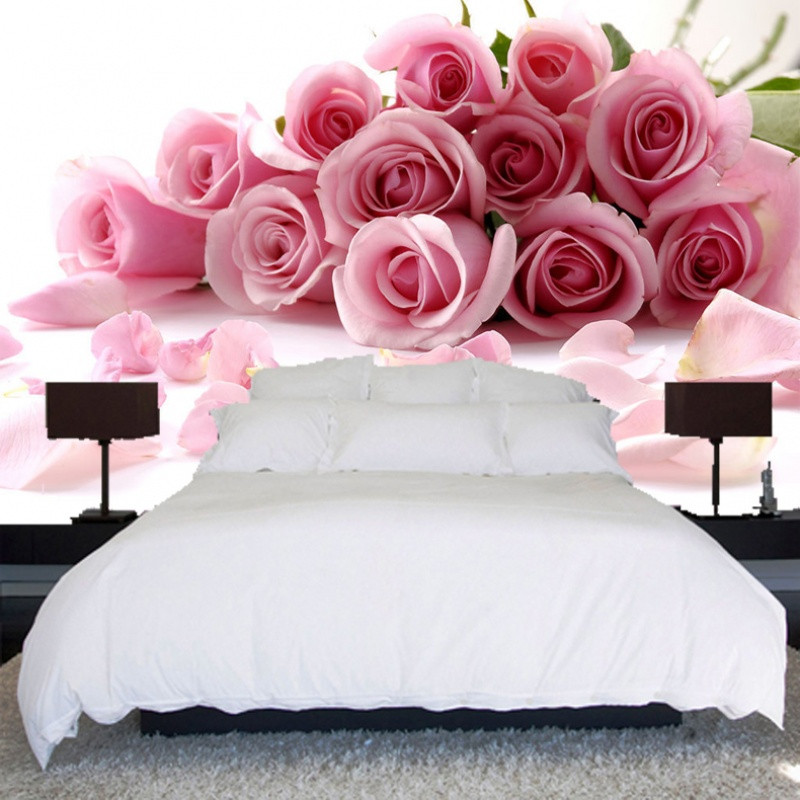 现代大型壁画无缝客厅电视墙卧室床头温馨背景墙壁纸墙纸玫瑰爱情