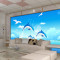 无缝儿童房卡通蓝色海洋馆海鸥海豚卧室沙客厅电视背景墙纸壁纸 无缝真丝布（整张/平方）