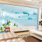 无缝3d卡通海底手绘纯色蓝色海豚儿童房壁纸卧室背景墙无纺布墙纸 无缝无纺纸（整张/平方）