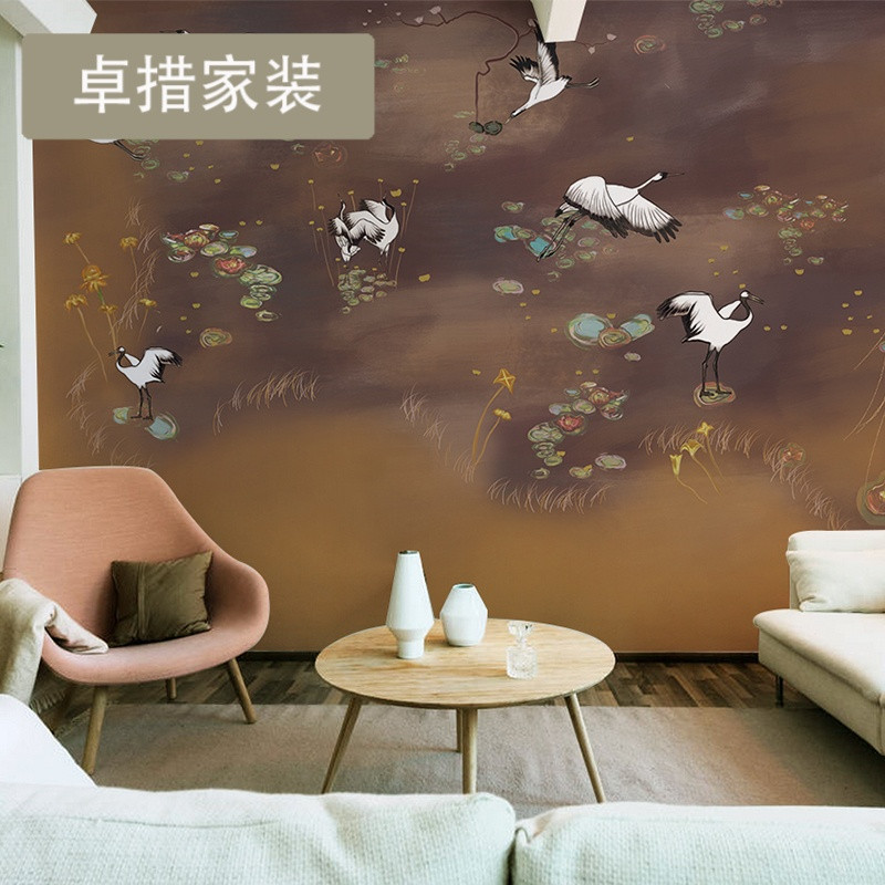 新中式墙纸墙布客厅电视背景墙北欧创意艺术无缝壁纸定制壁画 欧式无缝丝绸布