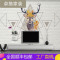 欧式麋鹿壁画3D现代简约客厅沙电视背景墙壁纸5D立体手绘墙布 B