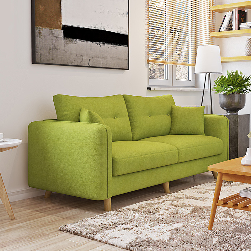 择木宜居 客厅北欧布艺沙发小户型现代简约懒人单人双人三人沙发 绿色三人位