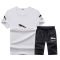 2018夏季新款男士体恤百搭休闲男士T恤男短裤运动套装 2XL(165斤内) KW8041白色