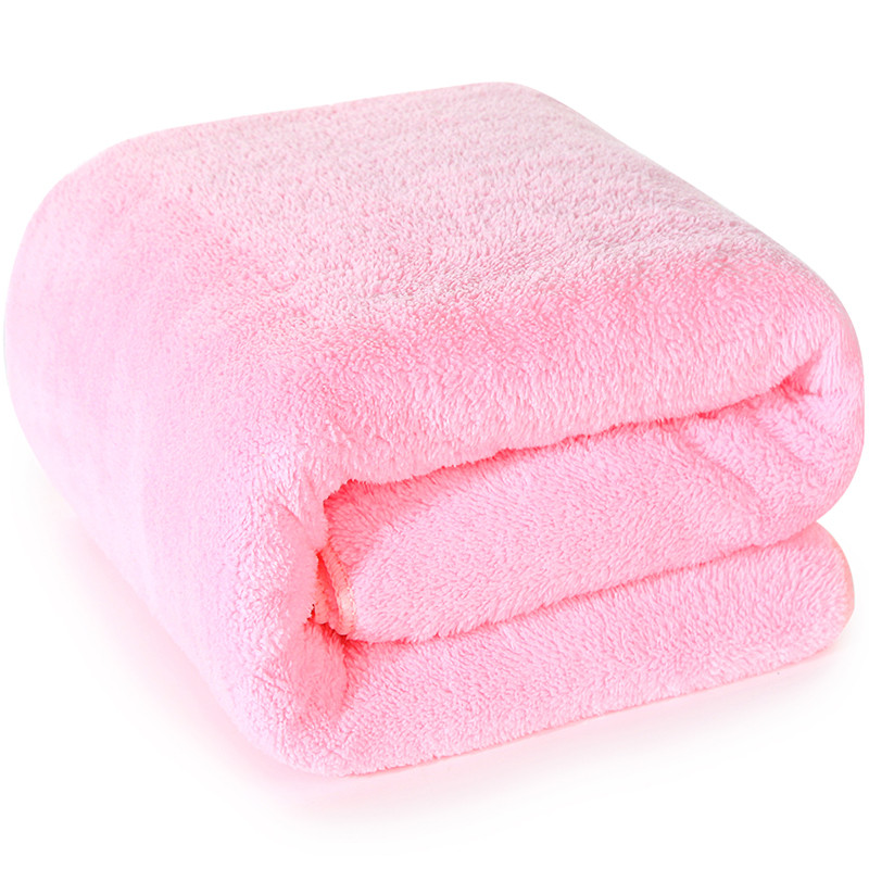 三利 浴巾 超柔加厚加大情侣款裹身巾强吸水不掉毛抹胸洗澡巾 简约-浅粉色 70×140cm