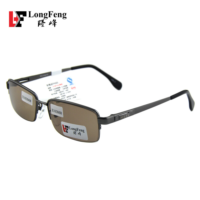 隆峰(longfeng) 天然石头镜 男士半框水晶眼镜 休闲墨镜 鉴定证书 LF1903 枪框茶片 枪框茶片