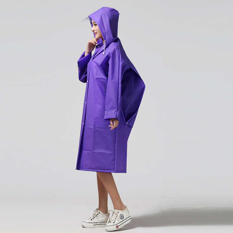 男女通用时尚带背包雨衣实用耐用加厚EVA半透明雨衣旅游徒步登山雨衣成人雨披背包雨衣 背包款紫色