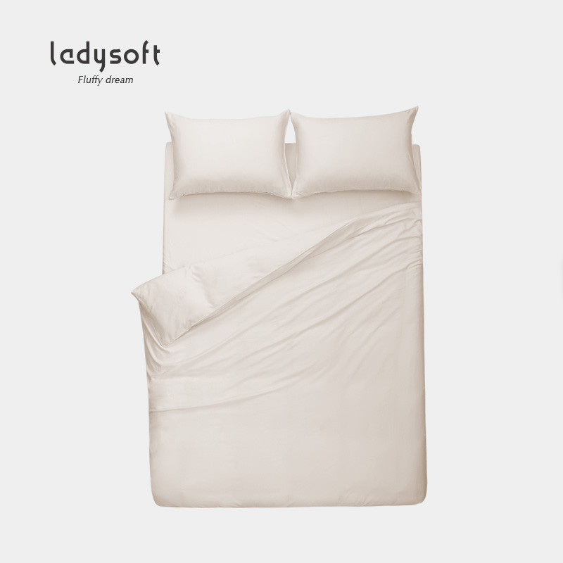 ladysoft御棉堂 天丝棉四件套床单款200*230cm被套床上套件 米色 1.5/1.8床通用（被套200*230cm）