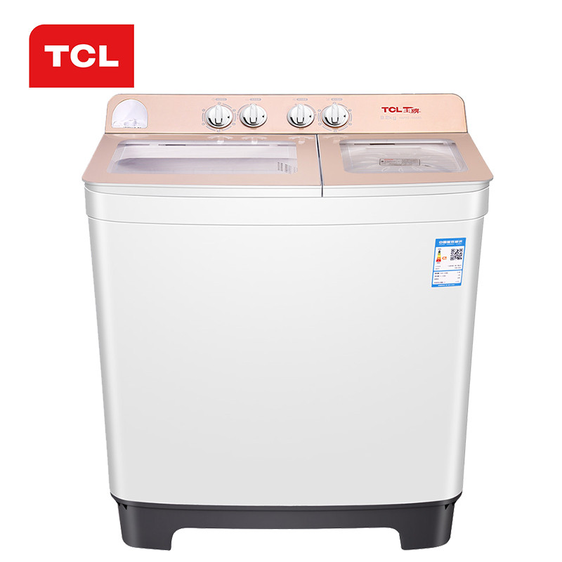 TCL XPB92-9678S 9.2公斤 半自动双缸洗衣机 洗脱分离 玻璃盖板 喷淋漂洗（芭蕾白）