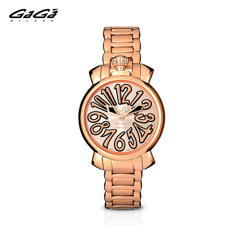GaGa Milano手表35MM石英机芯瑞士制造男女腕表镀玫瑰金6021.4 6021.5