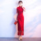 红色新娘敬酒服旗袍2018新款冬季长款复古中国风中式结婚礼服裙女_9 M 大红色长款