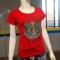 新款韩版修身显瘦紧身百搭时尚弹力印花图案学生短袖T恤女潮 XS 8801红色