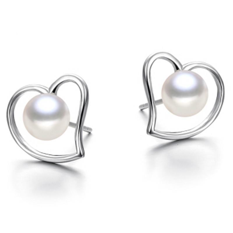 镀925银心形珍珠耳钉银耳环一对1493送女朋友七夕情人节礼物_9 ED011心形珍珠