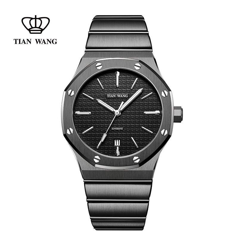 天王表(TIANWANG) 男士手表经典潮流机械男表品牌腕表 GS51041 黑圈黑钢带黑面