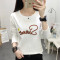 愫惠君2018秋季韩版新款圆领宽松时尚休闲学生长袖T恤女装852（2）# 2XL 白色