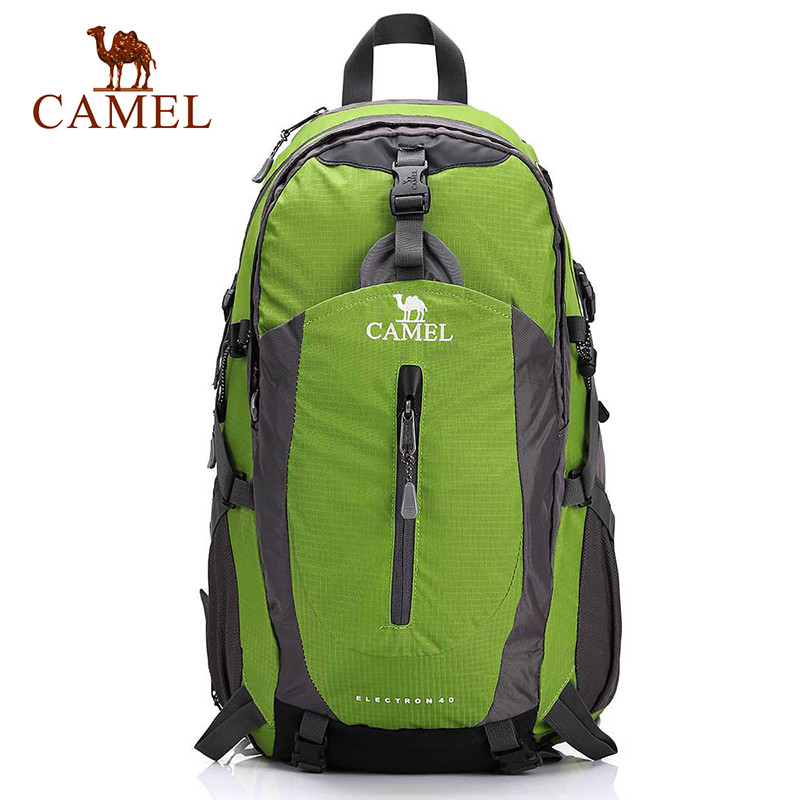 CAMEL骆驼户外男女款双肩包休闲徒步登山包情侣款旅行背包防泼水 墨绿