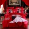 婚庆大红色全棉床单四件套结婚用新婚被子喜被纯棉床上用品六件套_7 1.8m(6英尺)床 一枝玫瑰