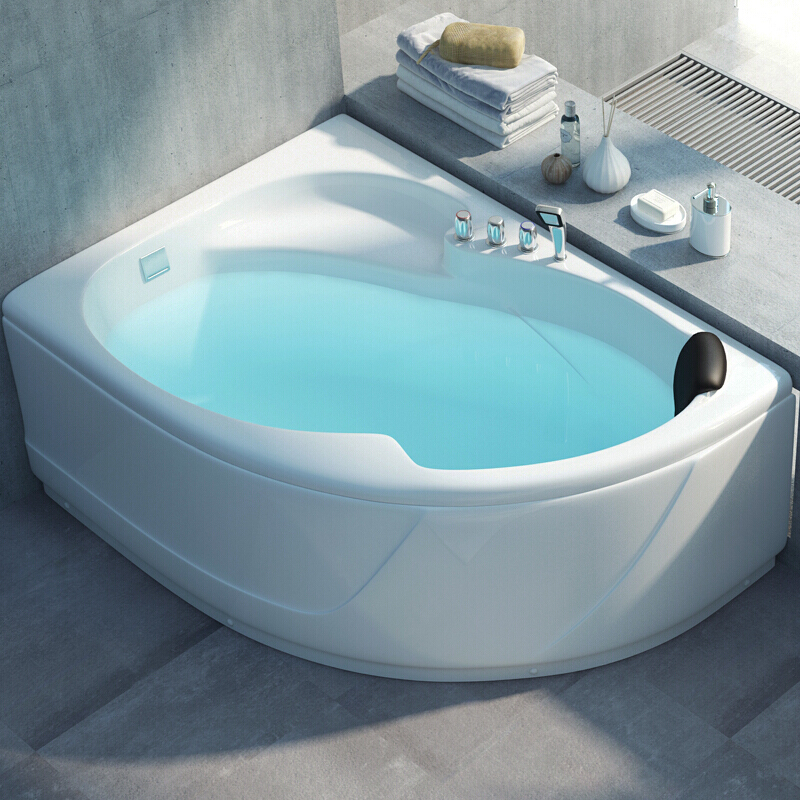 浴缸家用大人浴盆浴池三角形扇形迷你日式小户型卫生间按摩 1米宽空缸-左群 ≈1.4m