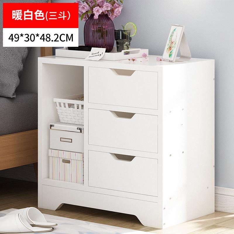 床头柜简约现代床边小柜子组装储物柜简易仿实木经济型收纳柜子_2 A款三斗暖白色