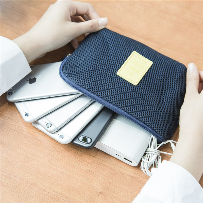 韩国旅行收纳袋防震数码整理收纳包数据线充电宝硬盘袋数码收纳袋_12_8 大号黄色